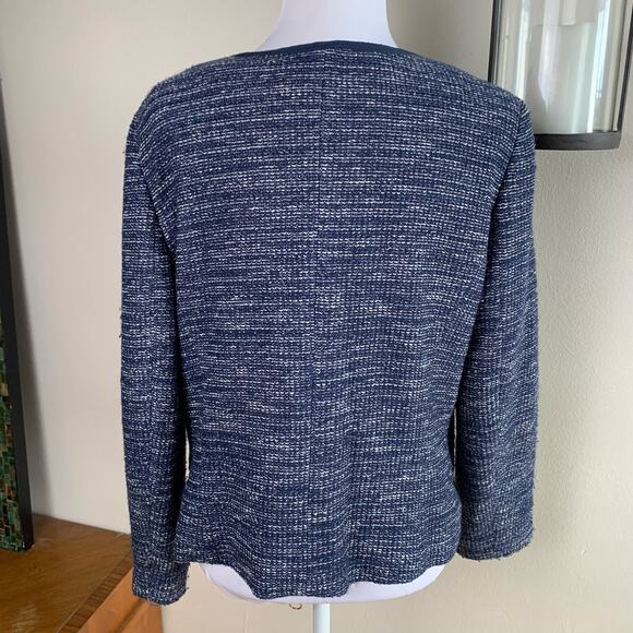 Banana Republic Sz 14 Italian Fabric Tweed Blazer Jacket Blue Work Preppy - Picture 9 of 11